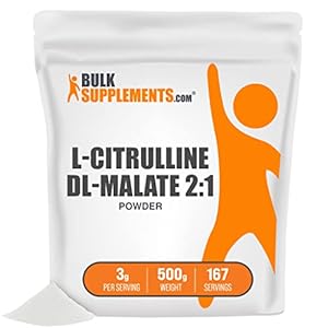 BULKSUPPLEMENTS.COM L-Citrulline Malate 2:1 Powder – Supplement for Circulation & Muscle Endurance – Unflavored, Gluten…