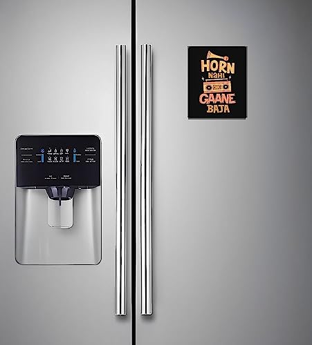Image of MDF Fridge Magnet with Funny Quotes Horn Nhi Gaane Baja Magnet Stickers for Home Decoration