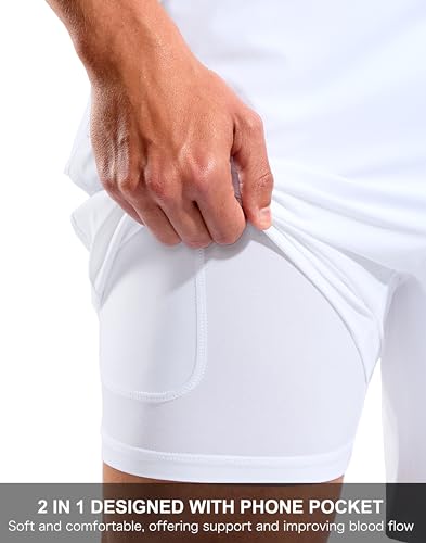 Image of G Gradual Mens Swim Trunks with Compression Liner 7 inch /9'' Quick Dry Board Shorts Swimsuit Bathing Suit for Men Zipper Pockets