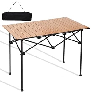 Camping Table Roll up Table, Fold up Lightweight Compact Table, 2-4 Person Portable Roll up Aluminum Table with Carry Bag for Outdoor, Camping, Picnic, Backyards, BBQ