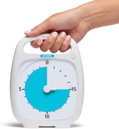 Time Timer PLUS 60 Minute Visual Analog Timer (White) Optional Alert (VolumeControl Dial) No Loud Ticking; Time Management Tool