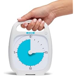 TIME TIMER Plus 20 Minute Desk Visual Timer - Countdown Timer with Portable Handle for Classroom, Office, Homeschooling, Study Tool with Silent Operation (White)