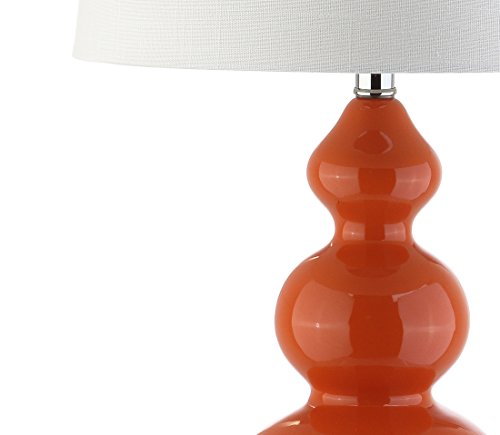 JONATHAN Y 27.5" Coral Modern Ceramic Gourd Table Lamp for Living Room, Large Bedside Nightstand Lamp for Bedroom, White Linen Drum Shade, LED Bulb Included JYL4023A by JONATHAN Y - Image 4