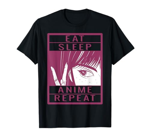 Eat Sleep Anime Repeat Kawaii Otaku Anime Manga Maglietta