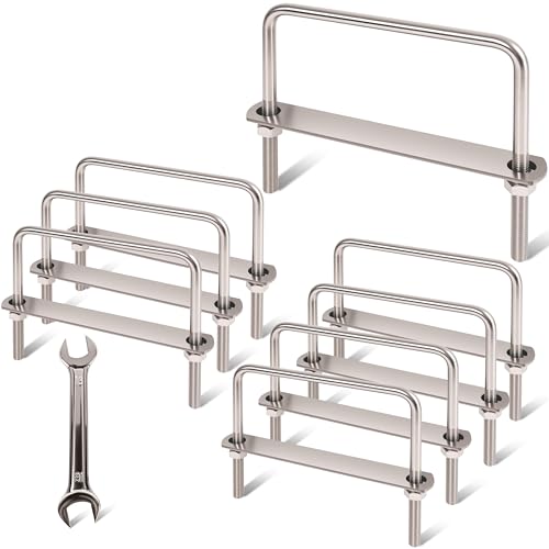 Image of 8 Pcs M10 Square U Bolts 6 Inch Wide, 3 /8 inch x 6 inchW x 5-1 /8 inchL | 304 Stainless U Bolt Heavy Duty with Nuts, Bolt Plate and Washers,6 inch u bolt,Metric bolts
