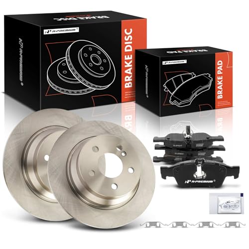 A-Premium 11.81 In (300mm) Rear Solid Brake Rotors and Ceram