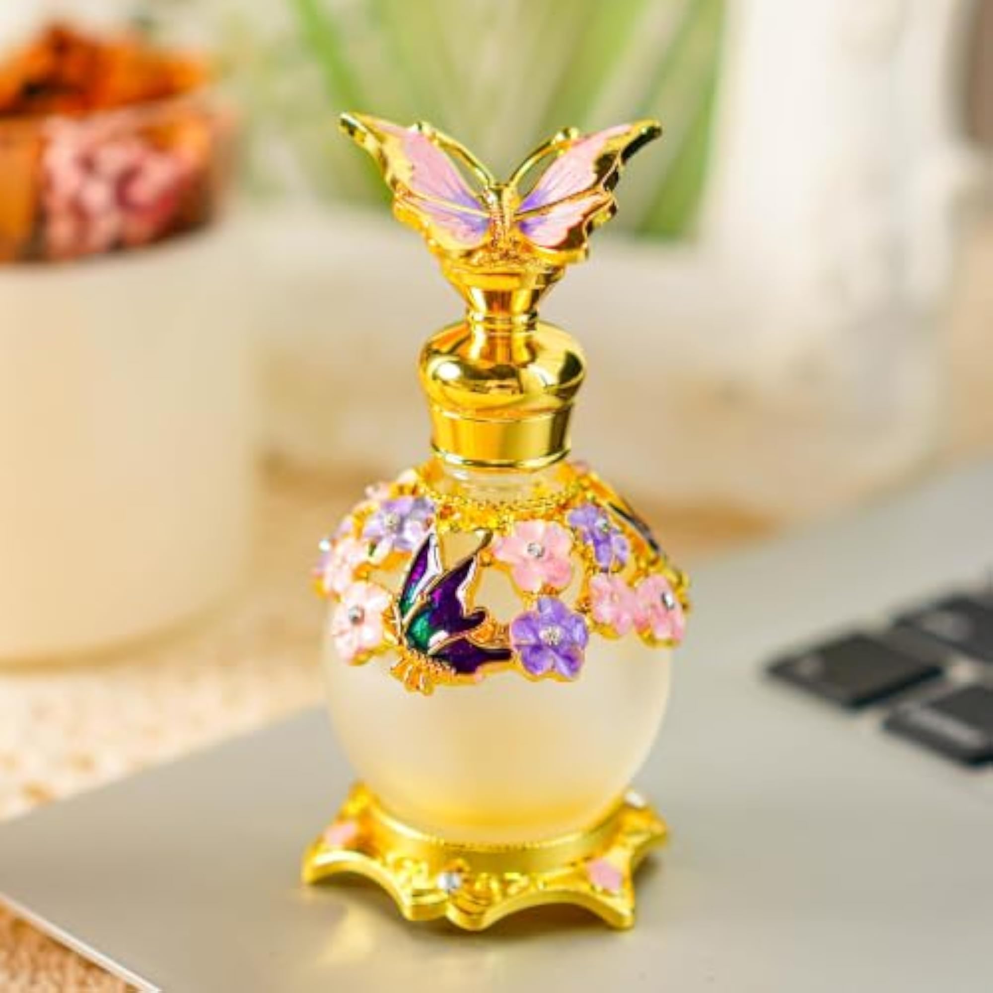 15ml Vintage Butterfly Glass Perfume Bottle, Refillable