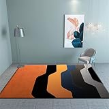 Preisgünstige Teppich rutschfest abstrakt Teppich Mit Muster Orange Schwarz Gelb Blau Grau 60X90cm