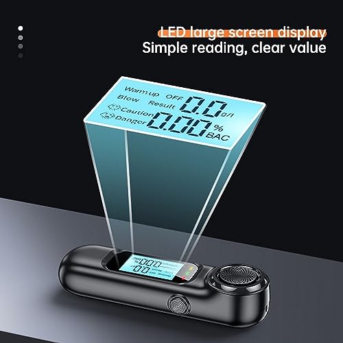 Image of Alcohol Tester Breath Analyzer Professional Alcohol Testing Machine with LCD Digital Display, USB Rechargeable Portable Alcohol Detector Breathalyzer High Precision Audible Alert (Model S-21)