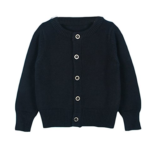 Taiycyxgan Baby Girls Boys Knits Cardigan Sweater Crew Neck Button-Down Sweater Jacket Solid Navy 130 #TOP10