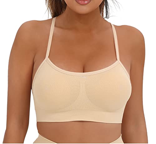Akamc Women's Removable Padded Sports Bras Medium Support Workout Yoga Bra 3 Pack,Gg-Hbb,Large #TOP5