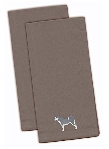 Caroline's Treasures BB3480GYTWE Siberian Husky Gray Embroidered Towel Set of 2 Decorative Bathroom Guest Hand Towel for Hand, Face, Tea, Dishcloth, 19 X 25, Grey