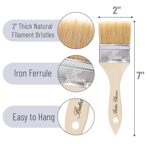 Bates- Chip Paint Brushes, 2 Inch, 48 Pack, Chip Brush, Brushes for Painting, Paint Brushes, Stain Brushes for Wood, Natural Bristle Paint Brush, 2 Inch Paint Brush, Chip Paint Brushes for Paint by Bates Choice - Image 2