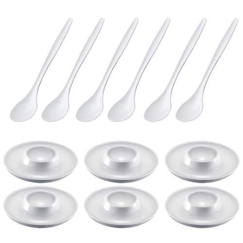 Westmark - Westmark 6 coquetiers, ronds, ø10 cm + 6 cuillères à oeufs 14,5cm, plastique de haute qualité, Punto, blanc, 206222E6