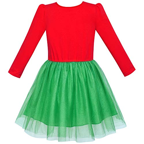 Sunny Fashion Girls Dress Christmas Santa Hat Long Sleeve Party Dress Size 6-122