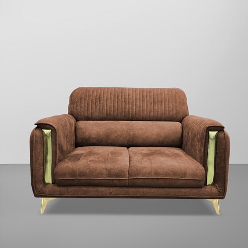 Image of Casaliving Gelio 2 Seater Sofa Set for Living Room (Brown Colour) Premium Fabric Sofa