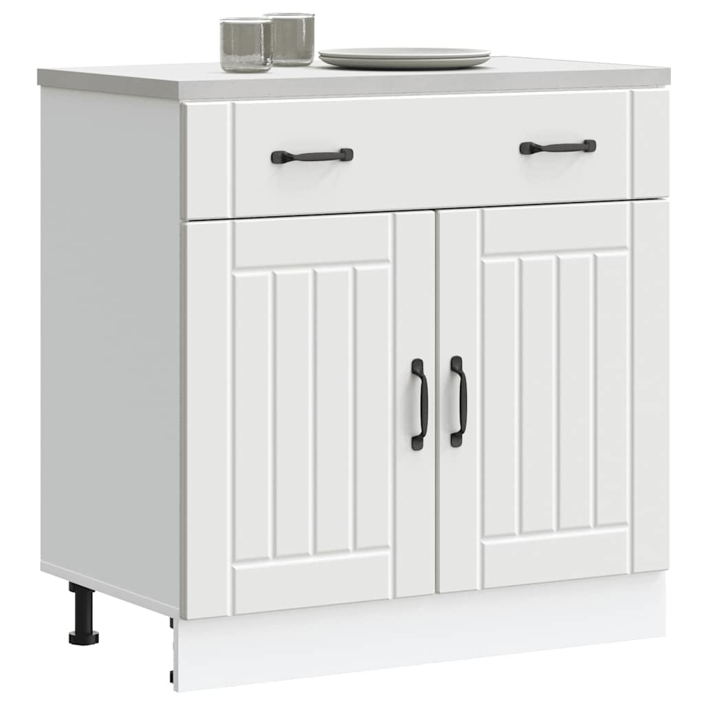 vidaXL Base de cuisine Lucca Blanc en bois multicouche