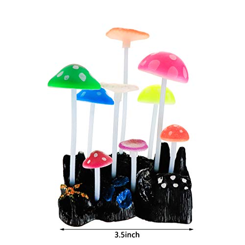 Bitray Aquarium Decorations Glowing Artificial Mushroom Multi Color Plastic Aquarium Ornament For Fish Tank Aquarium Landscape #TOP1