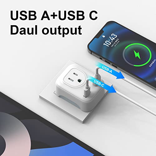 UK Ireland Hong Kong Travel Plug Adapter, HITRENDS Canada US to UK Plug Adapter with 2 American Outlets & USB-A &USB-C, Type G 4 in 1 Travel Adaptor to England Scotland Singapore - 1 Pack by HITRENDS - Image 3
