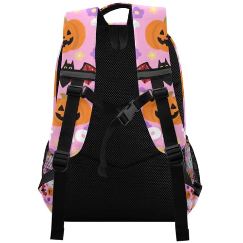 Lavender Floral Pumpkin Halloween kid backpack with chest clip book bags for high school bulto para ni?os2