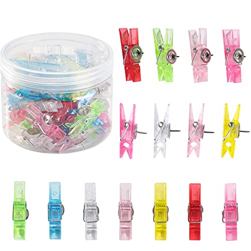 20pcs Transparent Pushpins Decorative Binder Clip-Like Pushpins Photo File Thumb Tacks for School Message Boards Pushpins Cute Large Head Colorful Small Large for Office Corkboard Classroom of