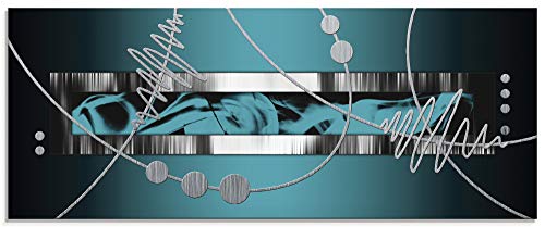 ARTland Wanddeko Glasbilder Wandbild Glas Bild einteilig 125x50 cm Querformat Moderne Kunst Abstrakt Muster Grafik Modern Petrol S7LW