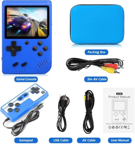 Handheld Game Console Portable Game System with Built in 400 Classic Games, Video Game Console with 3.0\" HD Screen Support for Connecting TV and 2 Players, Ideal Gifts for Kids & Adults (Blue)