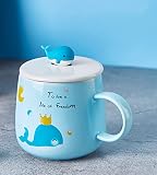RAZZUM Tasse à café en céramique faite à la main dessin animé baleine tasse à thé poterie tasse à café tasse de lait d'avoine cadeau de mariage for le bureau et la maison tasse en porcelaine