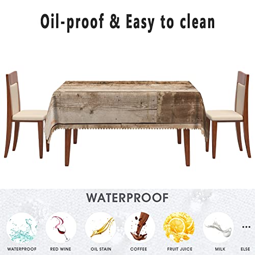 Baocicco 60X102 Inch Rustic Brown Wood Grain Polyester Tablecloth Vintage Wood Texture Countryside Table Covers Spill-Resistant Table Cloth For Farmhouse Dinning Room Family Indoor/Outdoor Bbq Picnic #TOP4