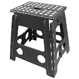 Profeco XL klappbarer Tritthocker - Klapphocker faltbar - Höhe; 40 cm - Bis 150kg - Schwarz