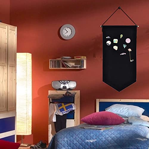 4 Pieces Wall Display Banners Blank Wall Canvas Banner Enamel Pin Banners For Display, Buttons And Label Collections With 4 Pcs Adhesive Hooks,Black #TOP3