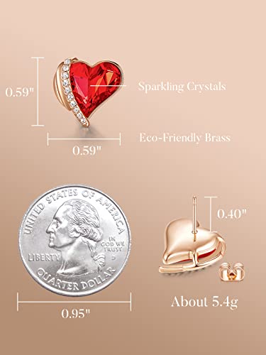 Cde Red Women Stud Earrings Elegant Heart Stud Earrings Rose Gold Plated Earrings For Women Embellished With Austrian Crystals Mothers Day Jewelry Gifts For Women Her #TOP4
