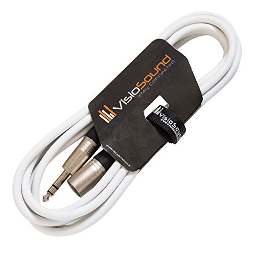 Image of VisioSound Male XLR to 6.35mm Stereo TRS Jack Lead/Balanced Signal/Audio Speaker Cable 3m White