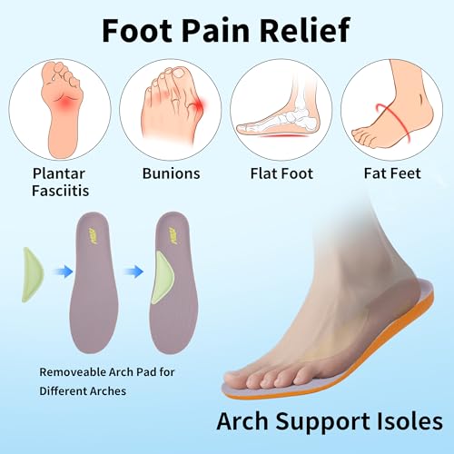 AOV Women Arch Support Walking Shoes Orthotic Sneakers for Plantar Fasciitis Foot and Heel Pain Relief Tennis Shoes, Size 7.5 BlackRose