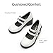 DREAM PAIRS Mary Jane Shoes for Girls Platform School Uniform Party Chunky Dress Heel Double Straps Flats for Little Big Kid,Size 4 Big Kid,White,KKUMFA2511