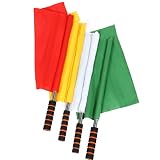 Soccer Referee Flags Football Track and Field Officials Signal Hand Flags 4 Color Set with Sponge Grip...