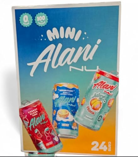 Alani Energy Mini Variety Pack, 24 Cans, 3 Flavors, 8.4 Fl Oz Per Pack, Flavors Include Cherry Slush, Dream Float, Juicy Peach