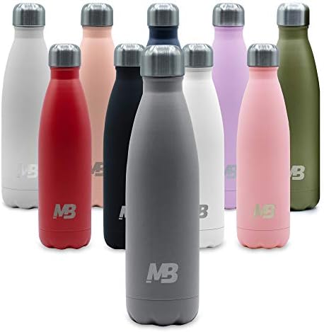 MB MYBODY Stainless Steel Water Bottle, BPA Free Double Walled Vacuum Insulated Metal Water Bottle / Flask, Leak Proof & Durable, Keeps Drinks 24+ Hours Cold & 12 Hours Hot - Matte Grey 500ml