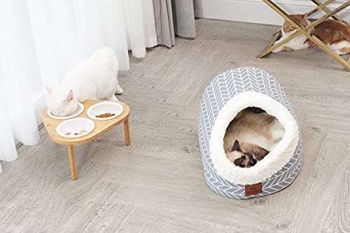 Miss Meow Cat Bed For Indoor Cats,Medium Large Cats Cave Bed,Machine Washable Slip Resistant Bottom,Ultra Soft Plush Cushion (Gray Arrow Cave) #TOP5