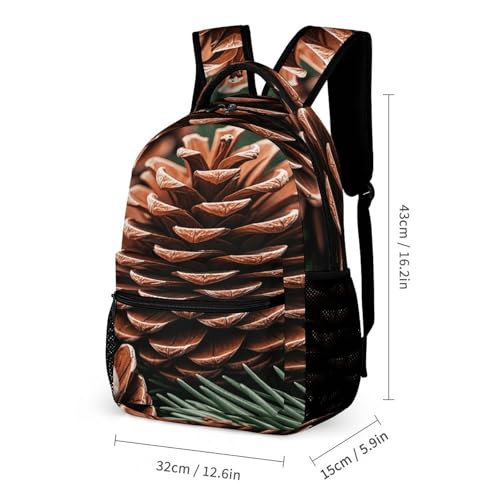 3Pcs Backpack Sets Rustic Brown Pinecone Print Travel Daypack 3 in 1 Lightweight Backpack Set with Lunch Bag And Cosmetic Bag2