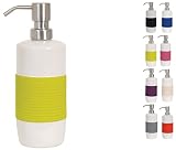 MSV Seifenspender 'Moorea' Flüssigseifen-Spender Keramik, 7,5 x 7,5 x 21 cm - 400ml - Grün