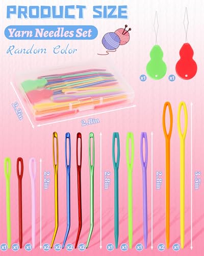 Image of FIVEIZERO 19 Pcs Yarn Needles Set, Assorted Yarn Needles Bent Tapestry Needle Weaving Needle Darning Needles Plastic Needles Large Eye Blunt Knitting Needles for Sewing Crochet 03