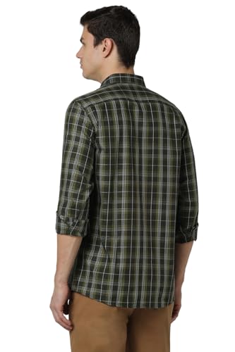 Image of Peter England Men 100% Cotton Slim Fit Checkered Casual Everyday Full Sleeve Shirt |