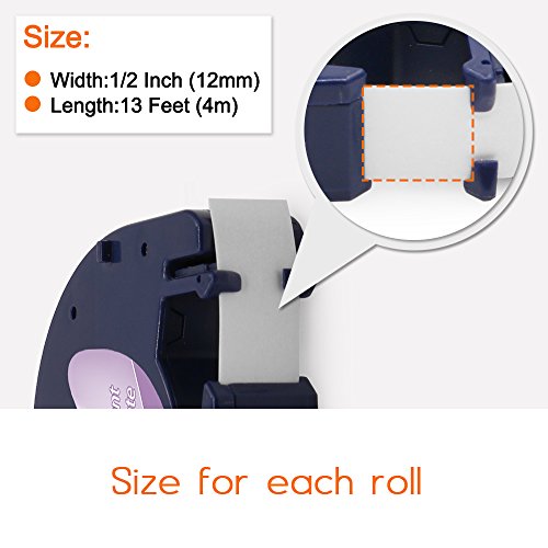 6-Pack Replace For Dymo Letratag Refills Colored Plastic Dymo Label Maker Refills 12Mm X 4M 1/2" X 13', For Dymo Label Maker Lt-100H Lt-200B Lt-100T, Black On Clear/White/Yellow/Green/Red/Blue #TOP1