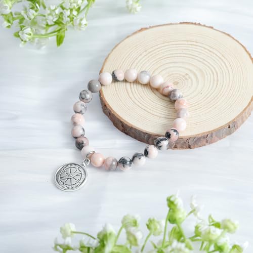 MollyQueen Compass Bracelet Coworker Leaving Gifts for Women Goodbye Gifts for Coworkers Farewell Gifts Natural Stone Bead Bracelet3