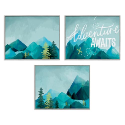 'Icy Panoramic Adventure Awaits Phrase'| 3pc Framed Giclee Art Set 3