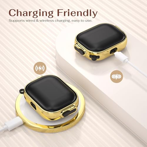 Image of Maxjoy for AirPods Pro 3rd Generation Case with Lock, Cute AirPods Pro 3 Case Lock Protective Hard AirPod Pro 3 Cover for Women Men with Keychain for Airpod Pro 3rd Gen Cover 2025,Gold /Black