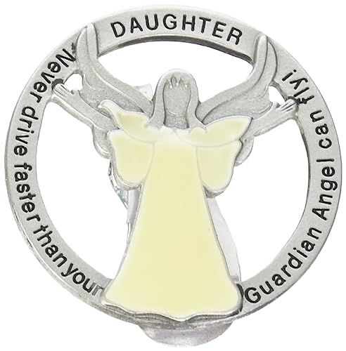 Guardian Angel Glow In the Dark Visor Clip, Birthday and Christmas Gift for Daughter, 1 3/4 Inches, by Cathedral Art