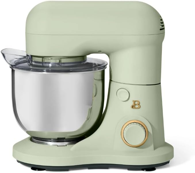 Beautiful 3.5 Qt Stand Mixer, Sage Green with Flat Beater, Dough Hook, 6 Speeds Whisk