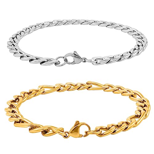 Image of Nakabh Combo of Chain Stainless Steel Wrist Bracelet for Men Boys Unisex (2220261P)